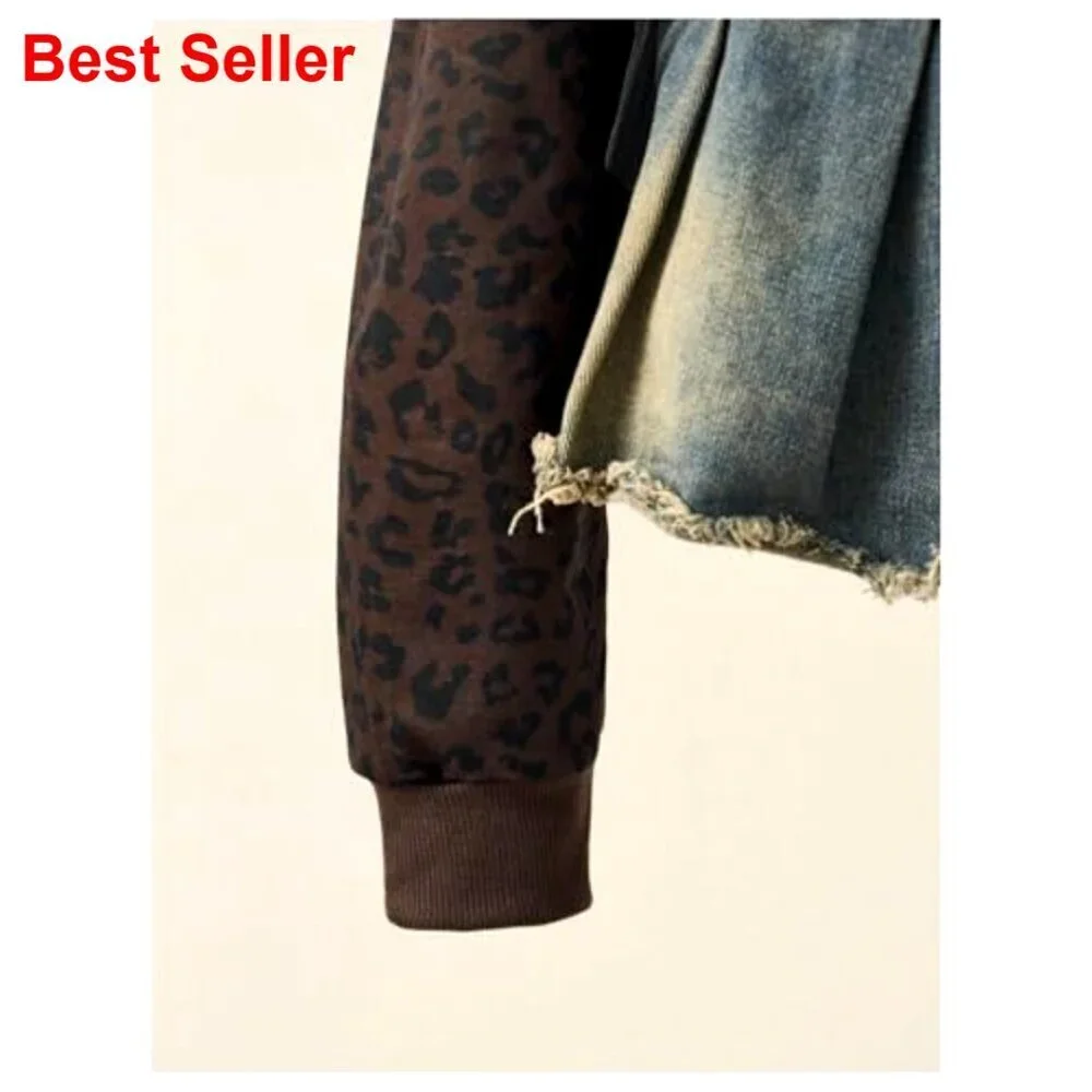 Off Shoulder Leopard Print Sweatshirt, Loose Fit Pullover, Streetwear Casual